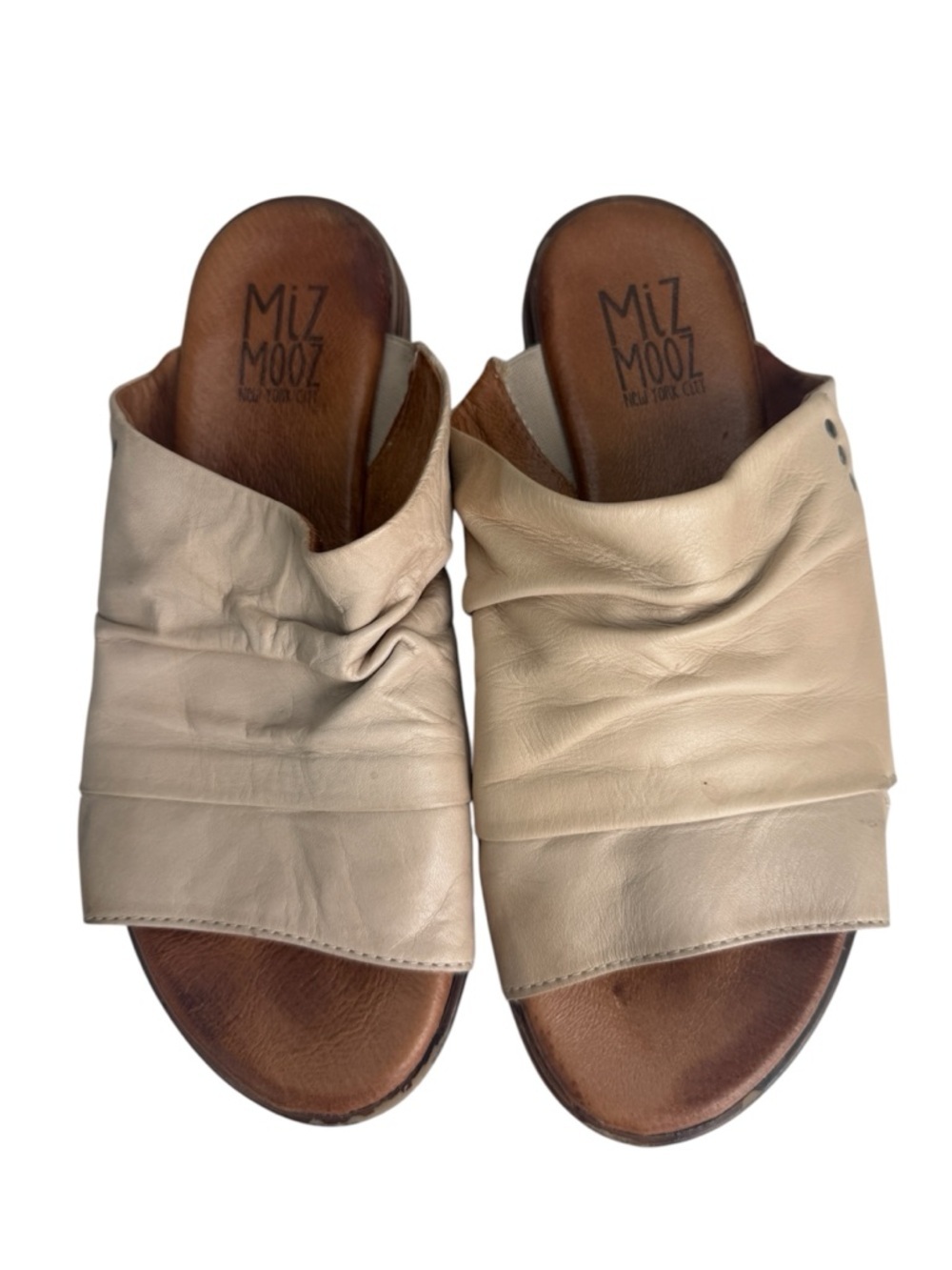 Miz Mooz Dandelion Leather Wide Width Slide Sandals Size 36W